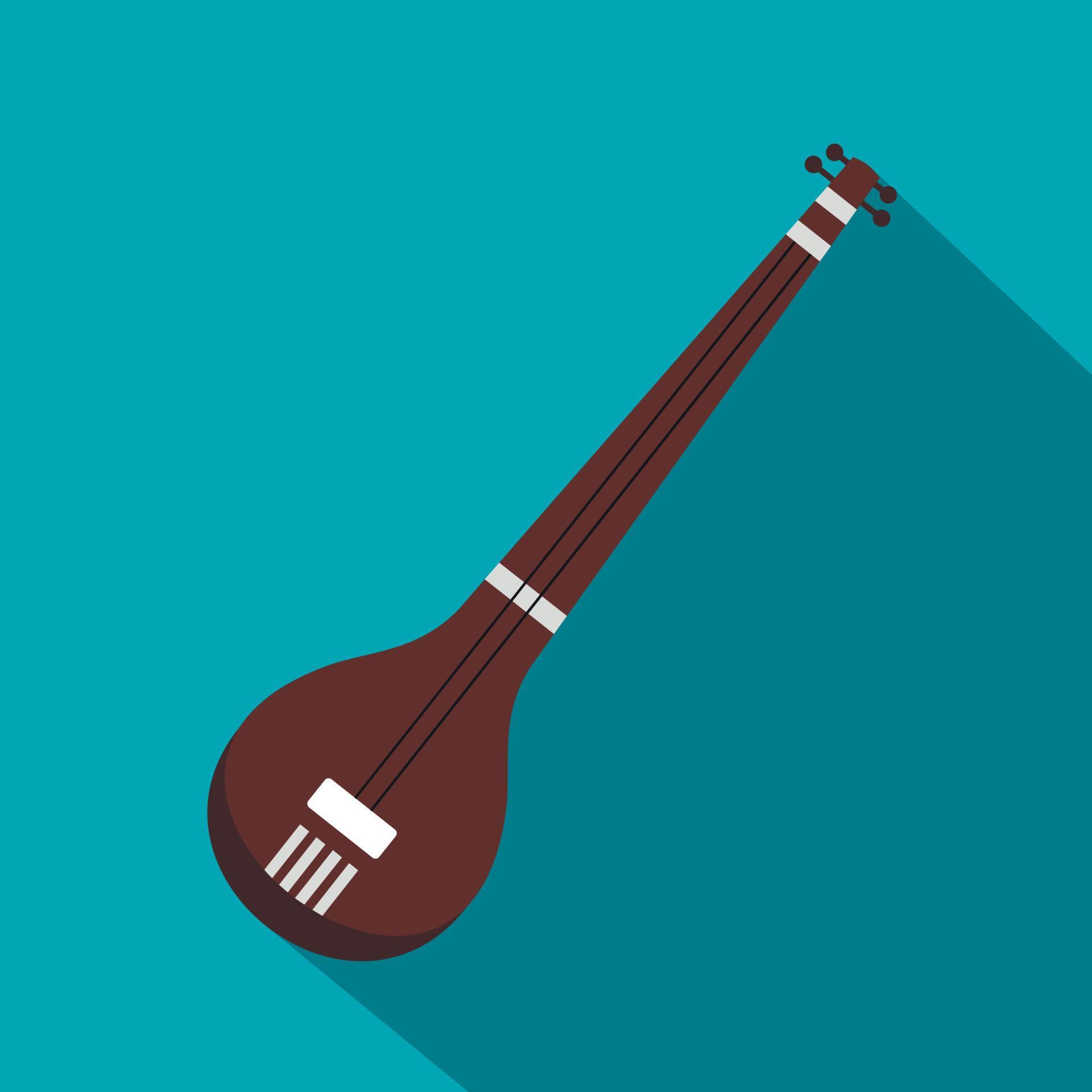 Traditional Indian sarod icon, flat style 15221523 Vector Art at Vecteezy