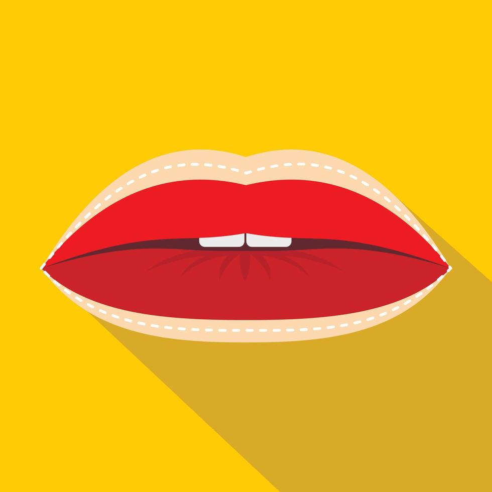 Red lips with lines drawn around it icon vector