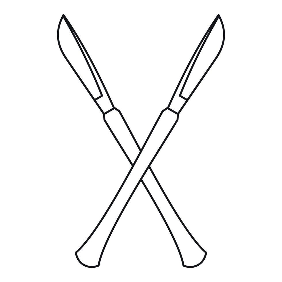Crossed surgeon scalpels icon, outline style vector