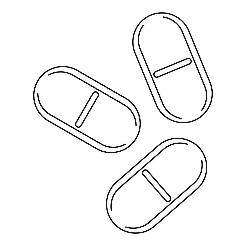 Three pills icon, outline style vector