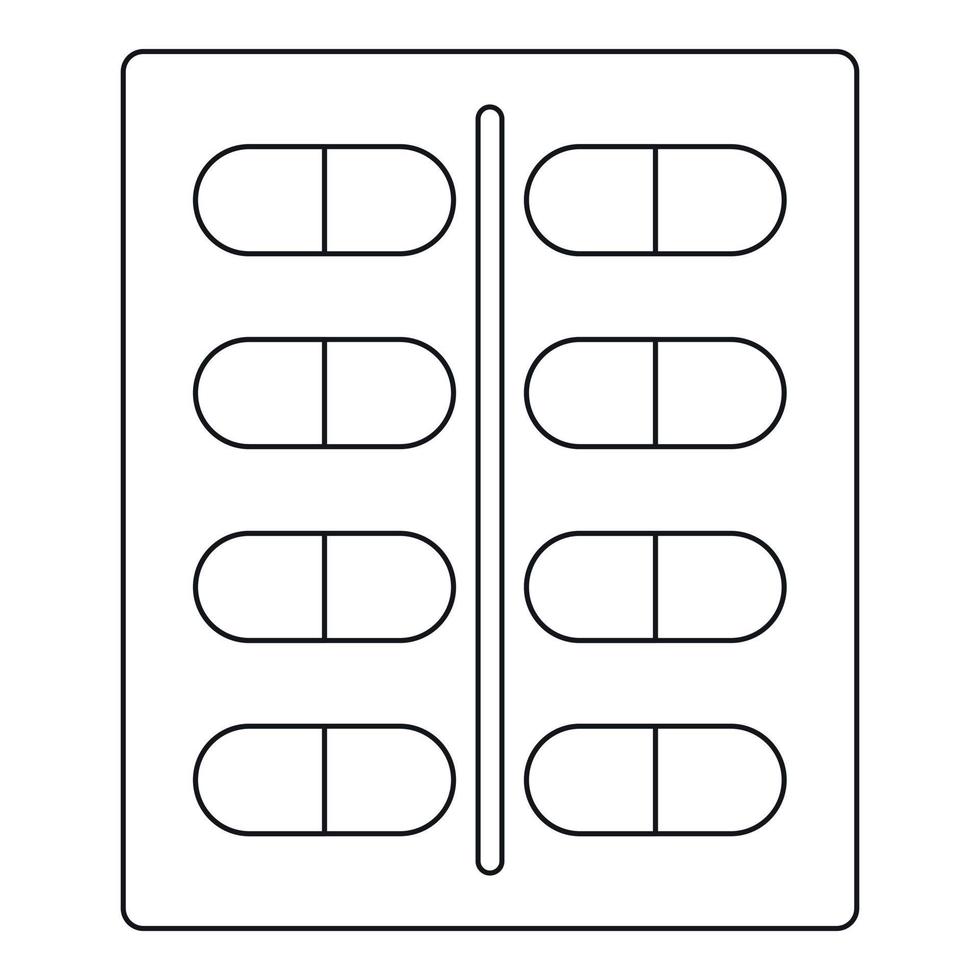 icono de cápsulas, estilo de contorno vector