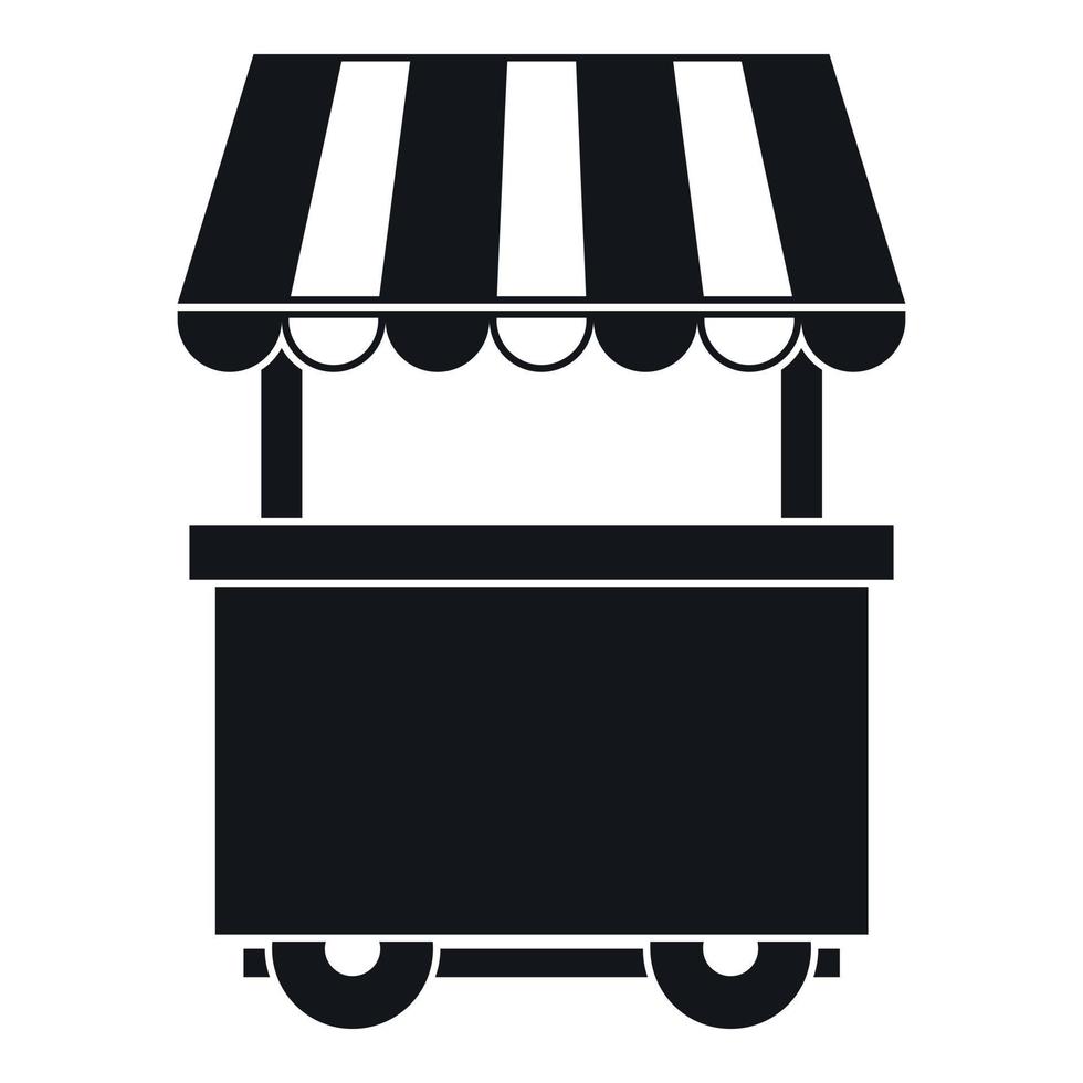 Food trolley with awning icon, simple style vector