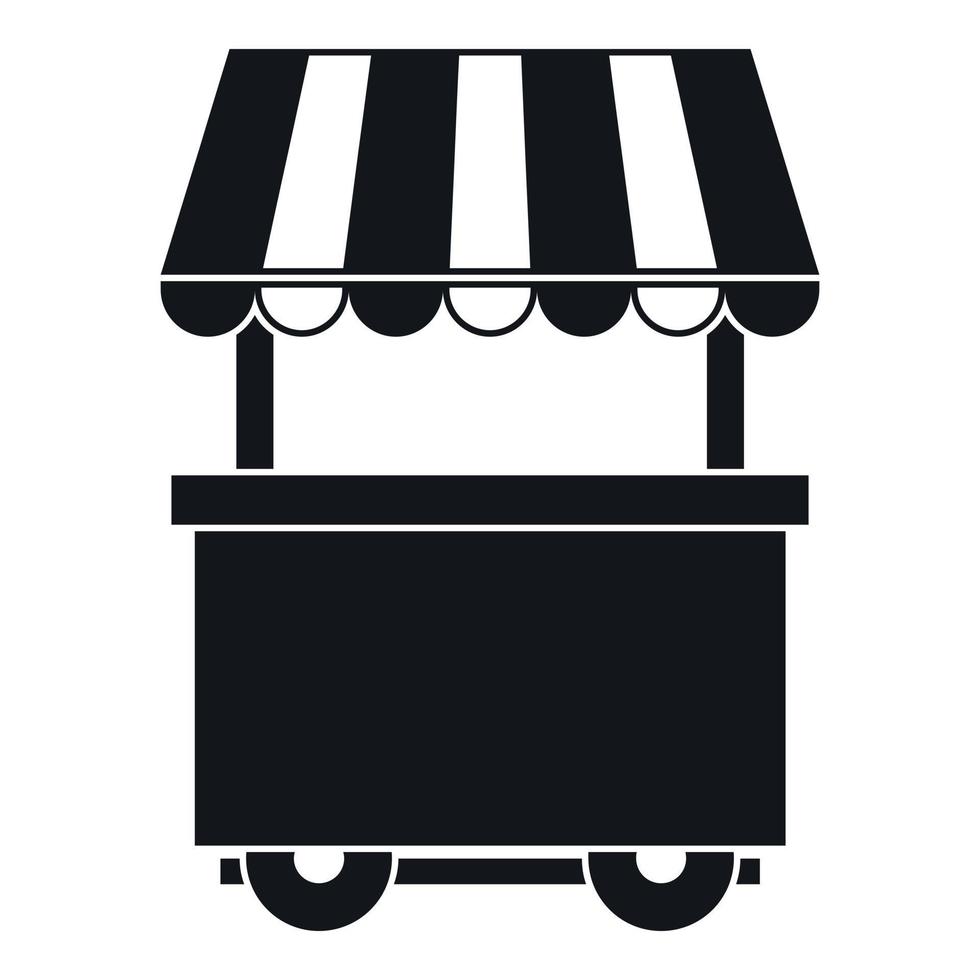 Food trolley with awning icon, simple style vector