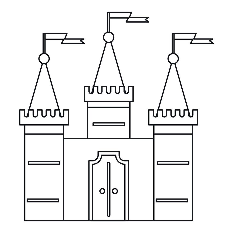 icono de castillo, estilo de esquema vector