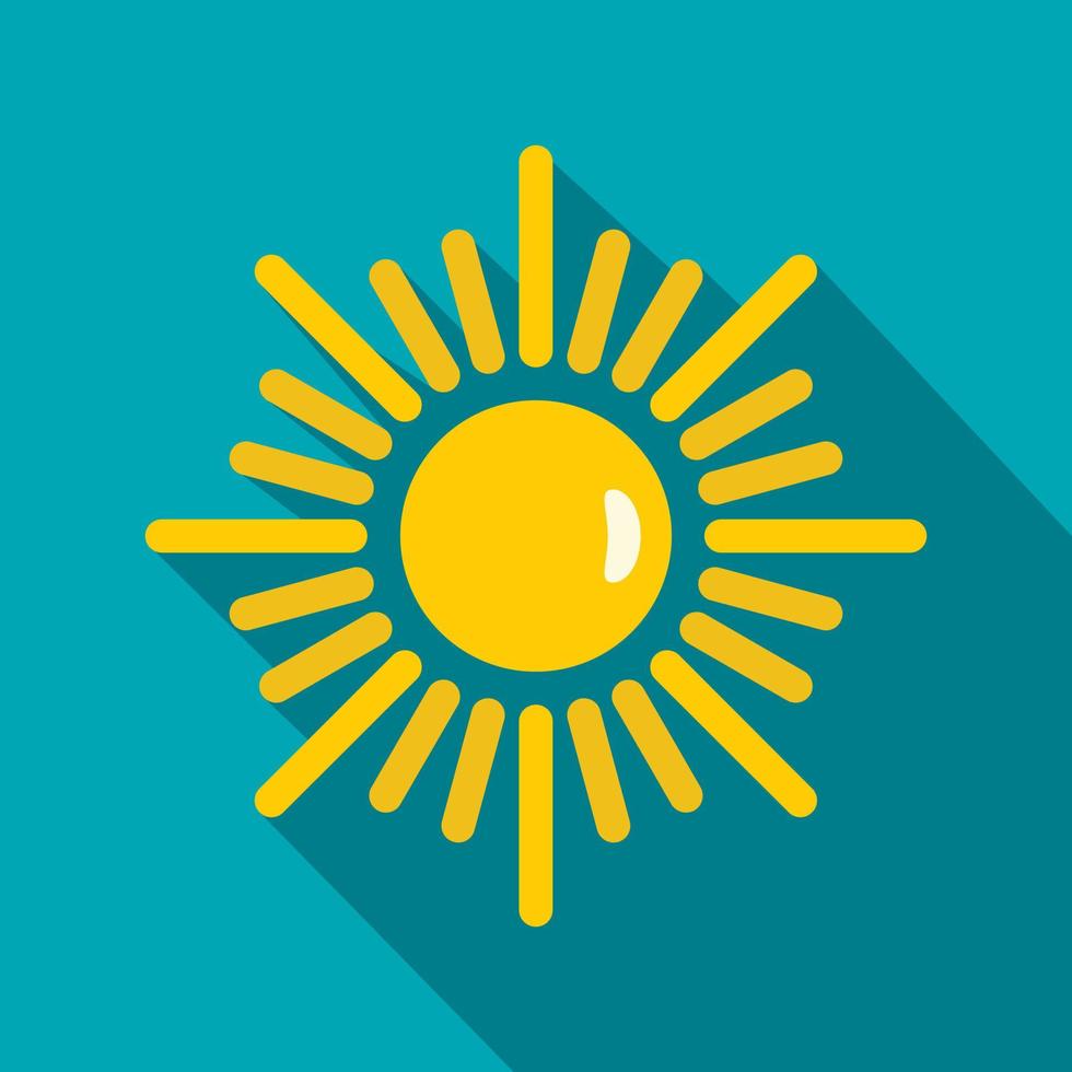 Sun icon, flat style vector
