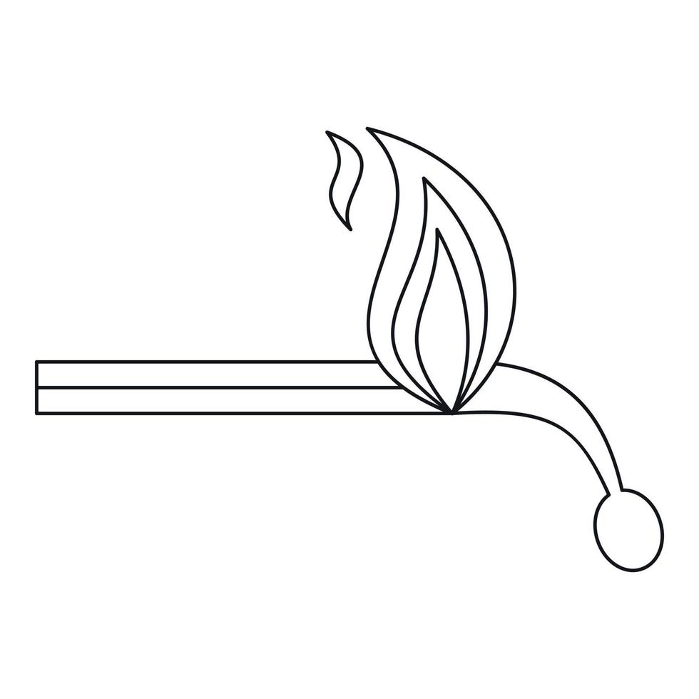 Burning match icon, outline style vector