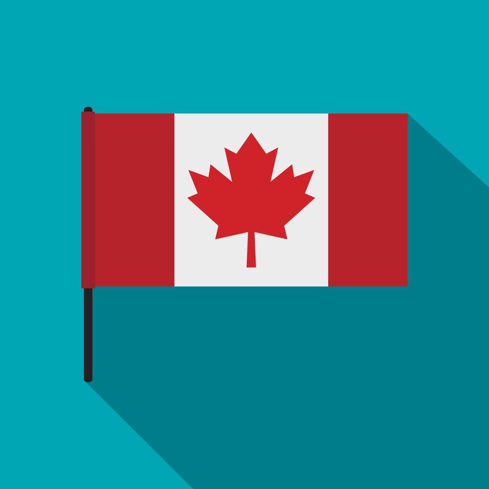 icono de la bandera canadiense, estilo plano vector