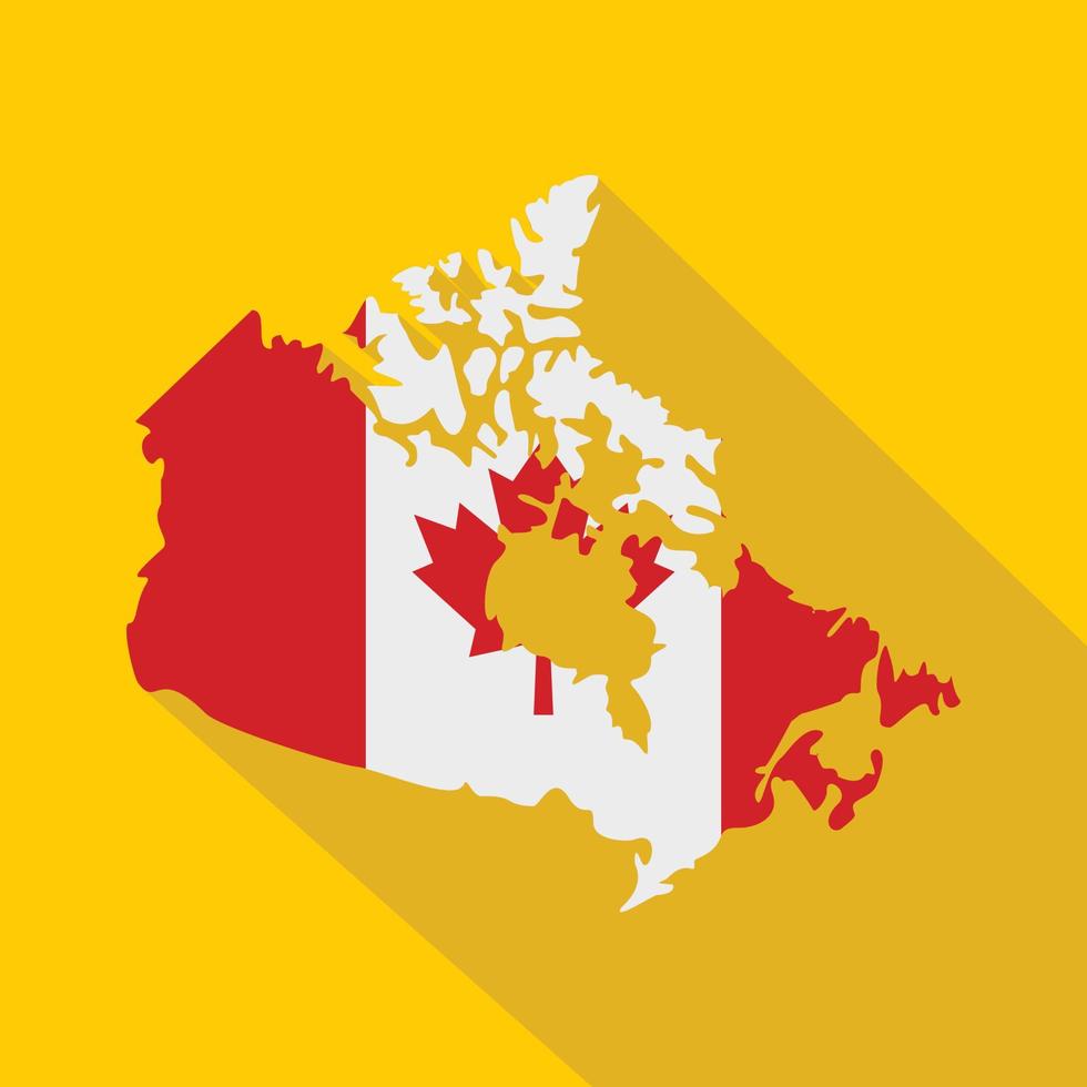 mapa de canadá en el icono de colores de la bandera nacional vector