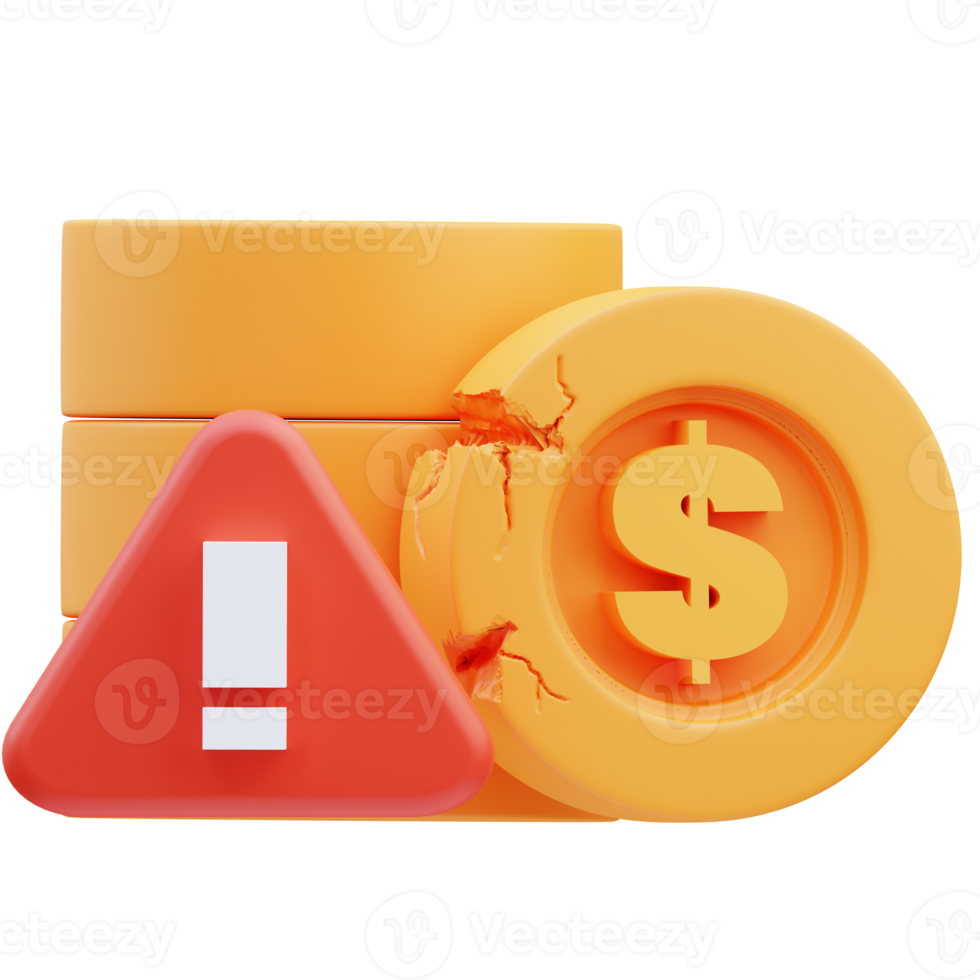 3d render illustration of financial crisis warning icon, recession png