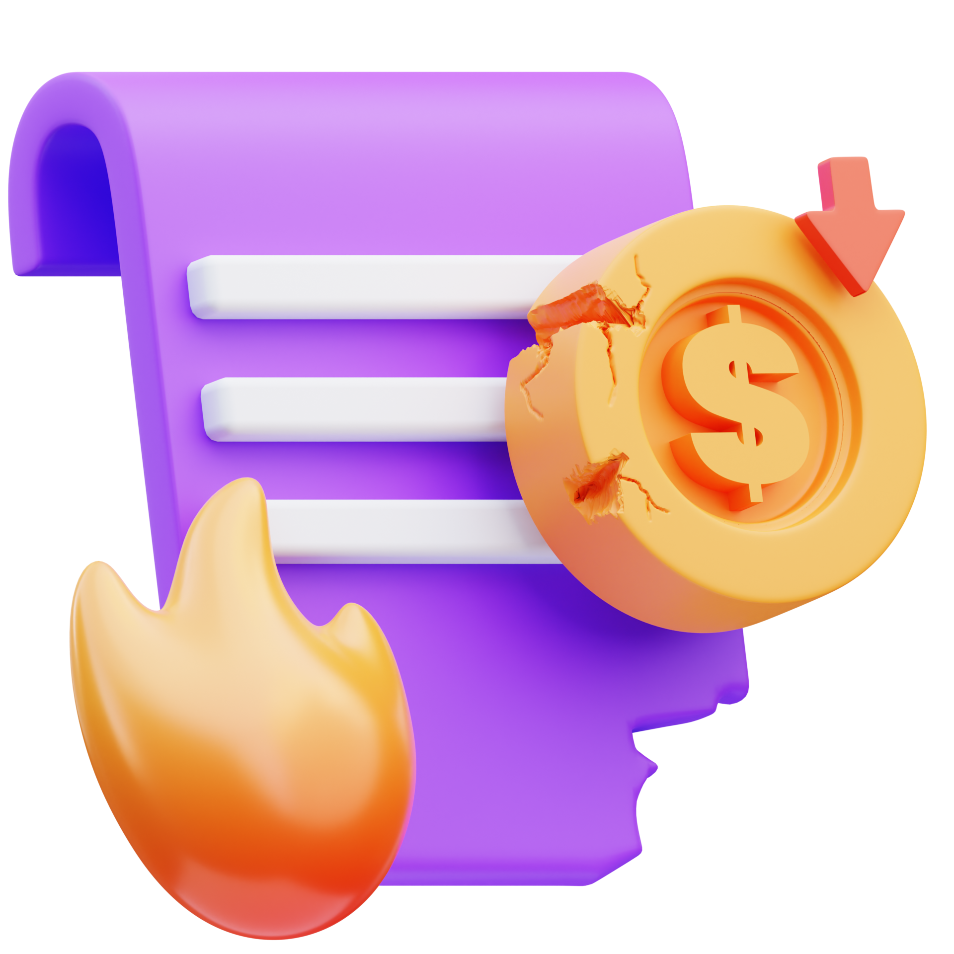 3d render illustration of salary report icon due to economic crisis