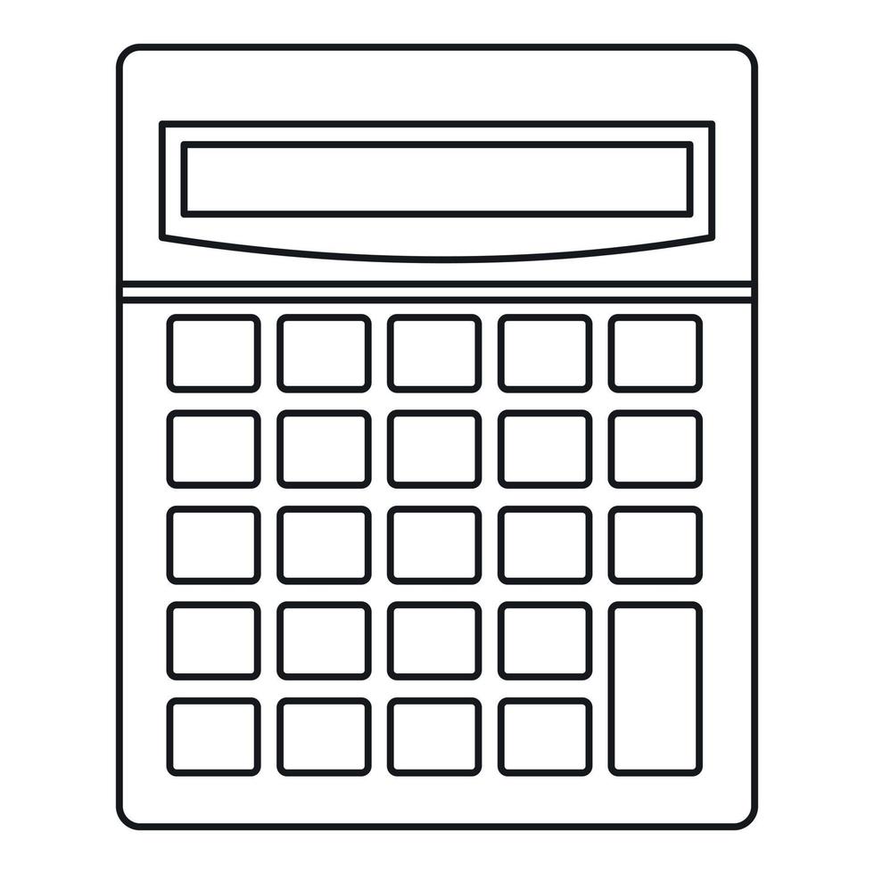 Calculator math device icon, outline style vector
