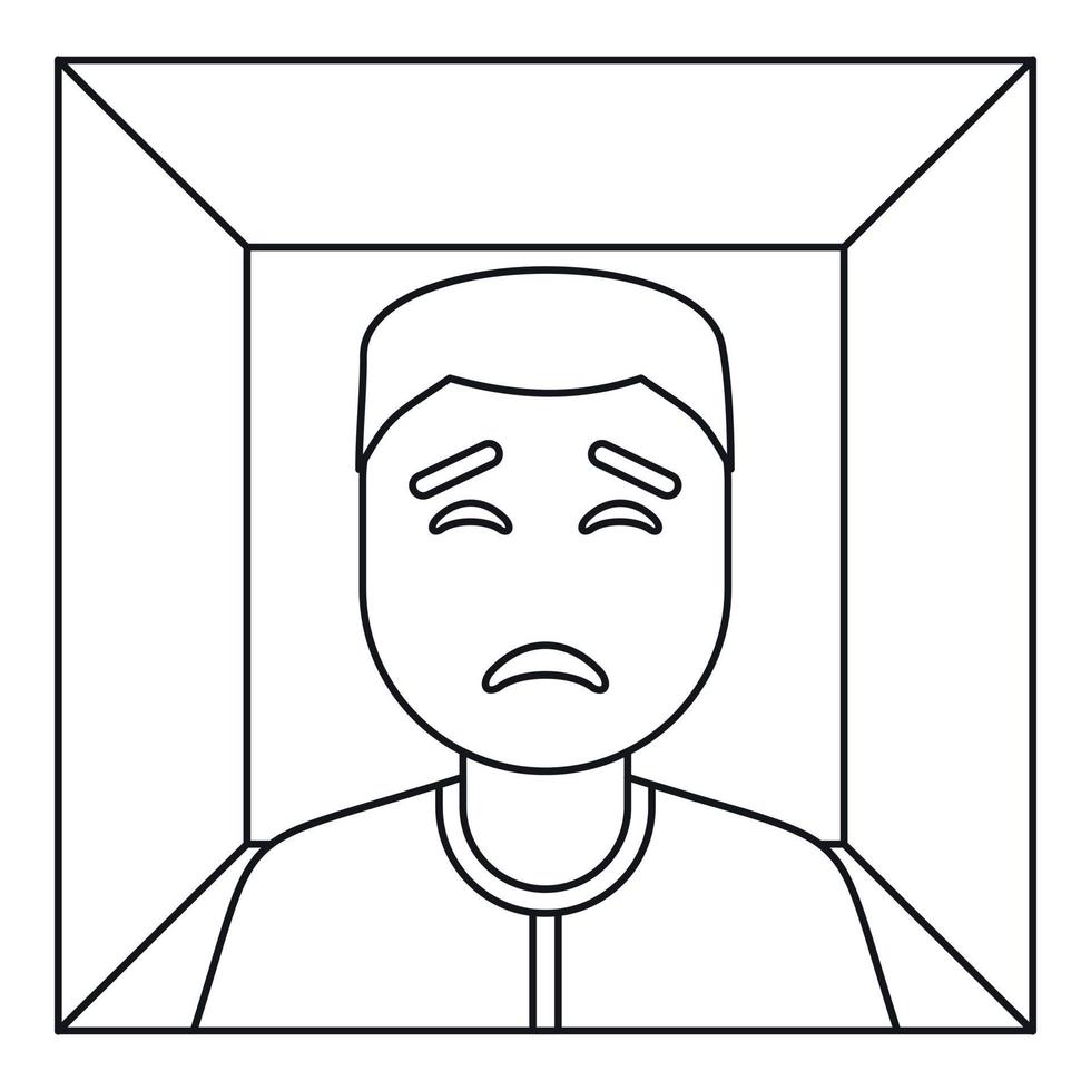 Man in a box icon, outline style vector