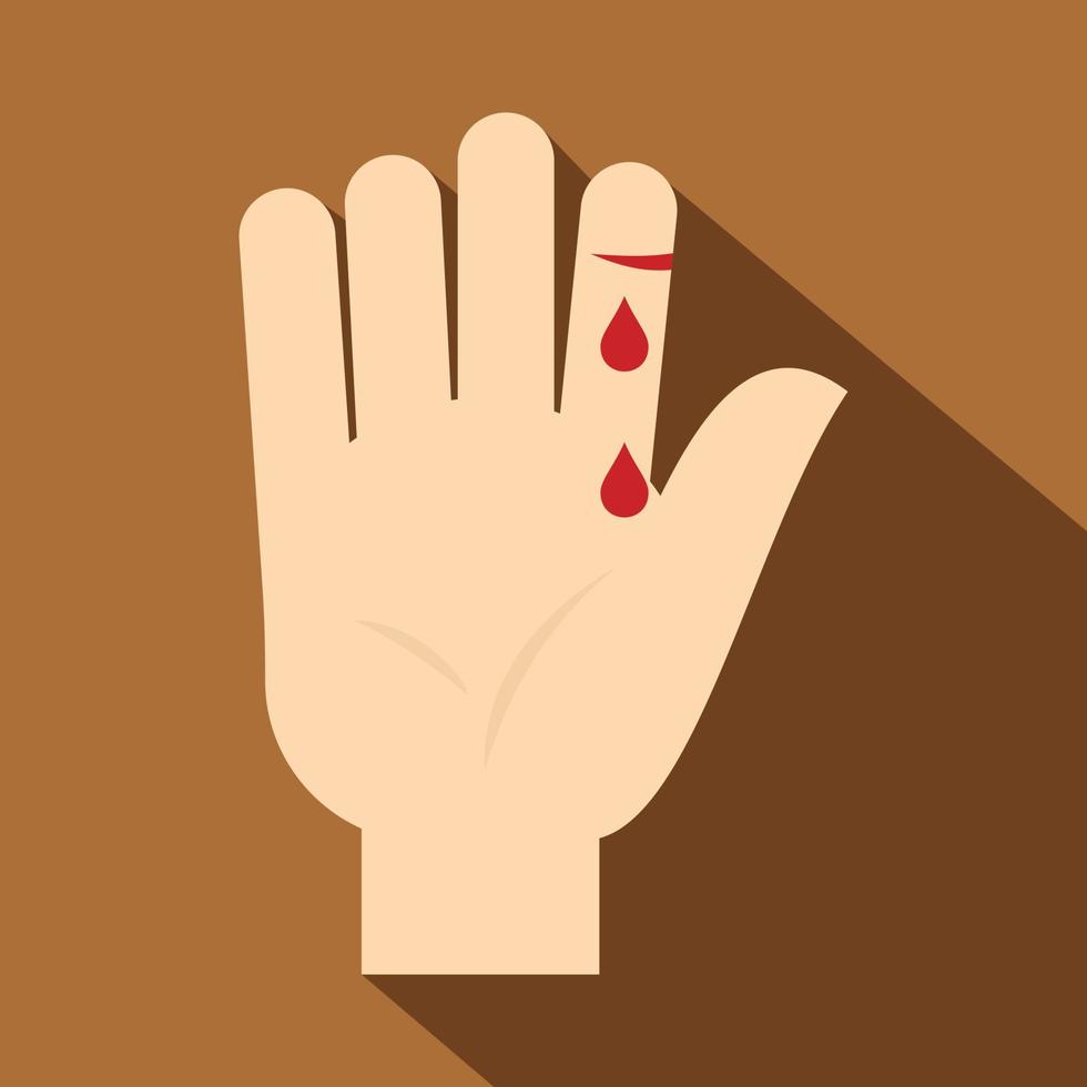 Bleeding human thumb icon, flat style vector