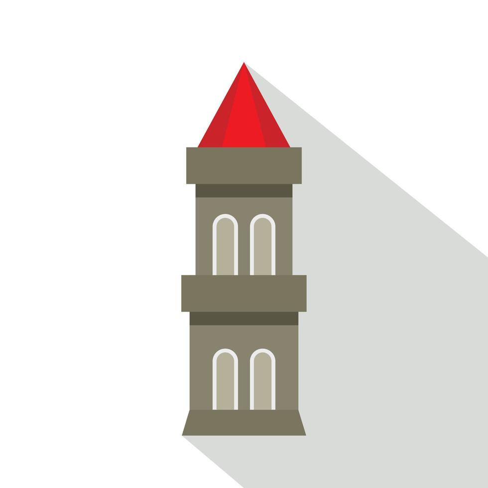 Medieval battle tower icon, flat style vector