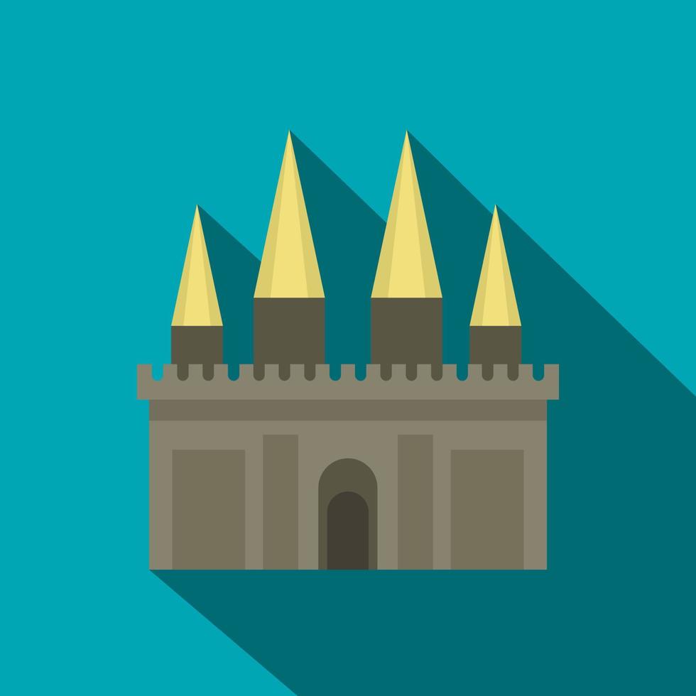 Ancient castle palace icon, flat style vector