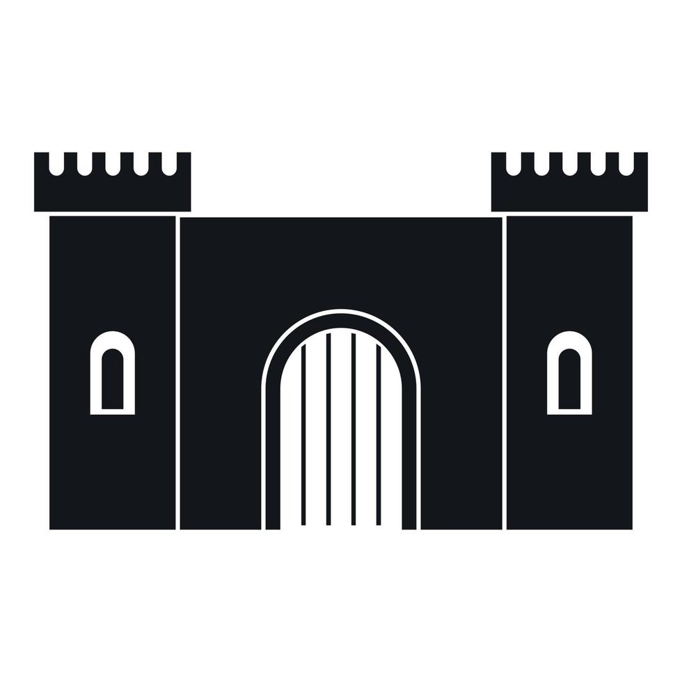 Fortress with gate icon, simple style vector