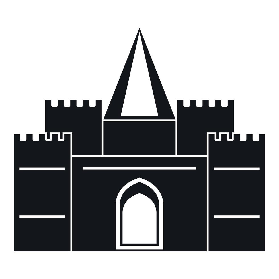 Residential mansion with towers icon, simple style vector