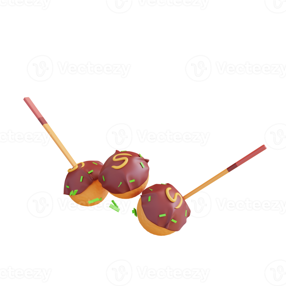 3D illustration japanese takoyaki food png