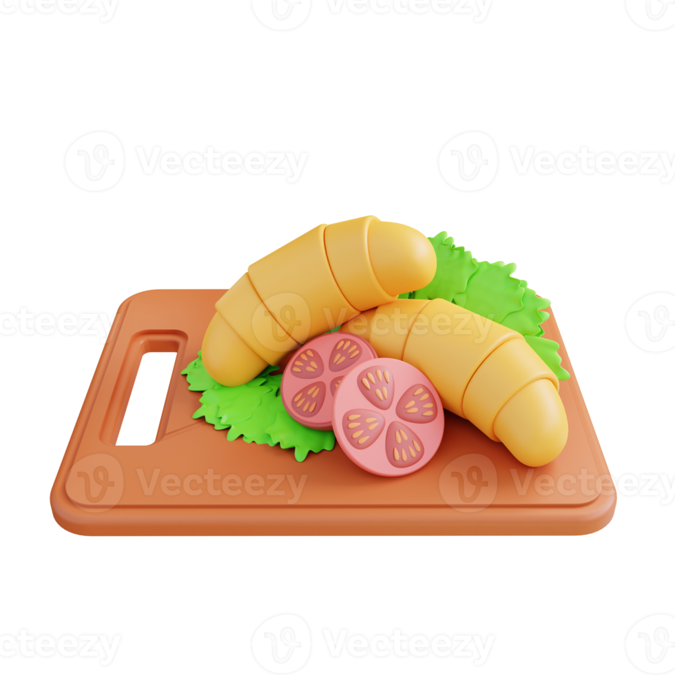 3D illustration of croissant png