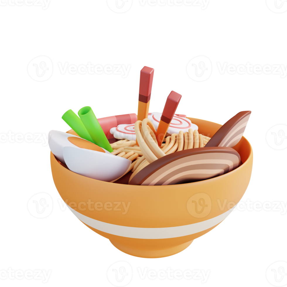 3D illustration ramen soup png