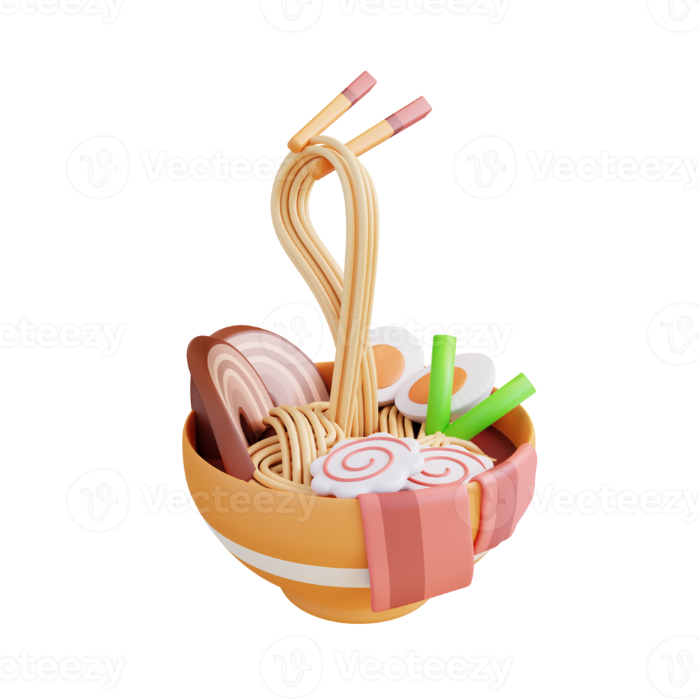 sopa de ramen de ilustración 3d png