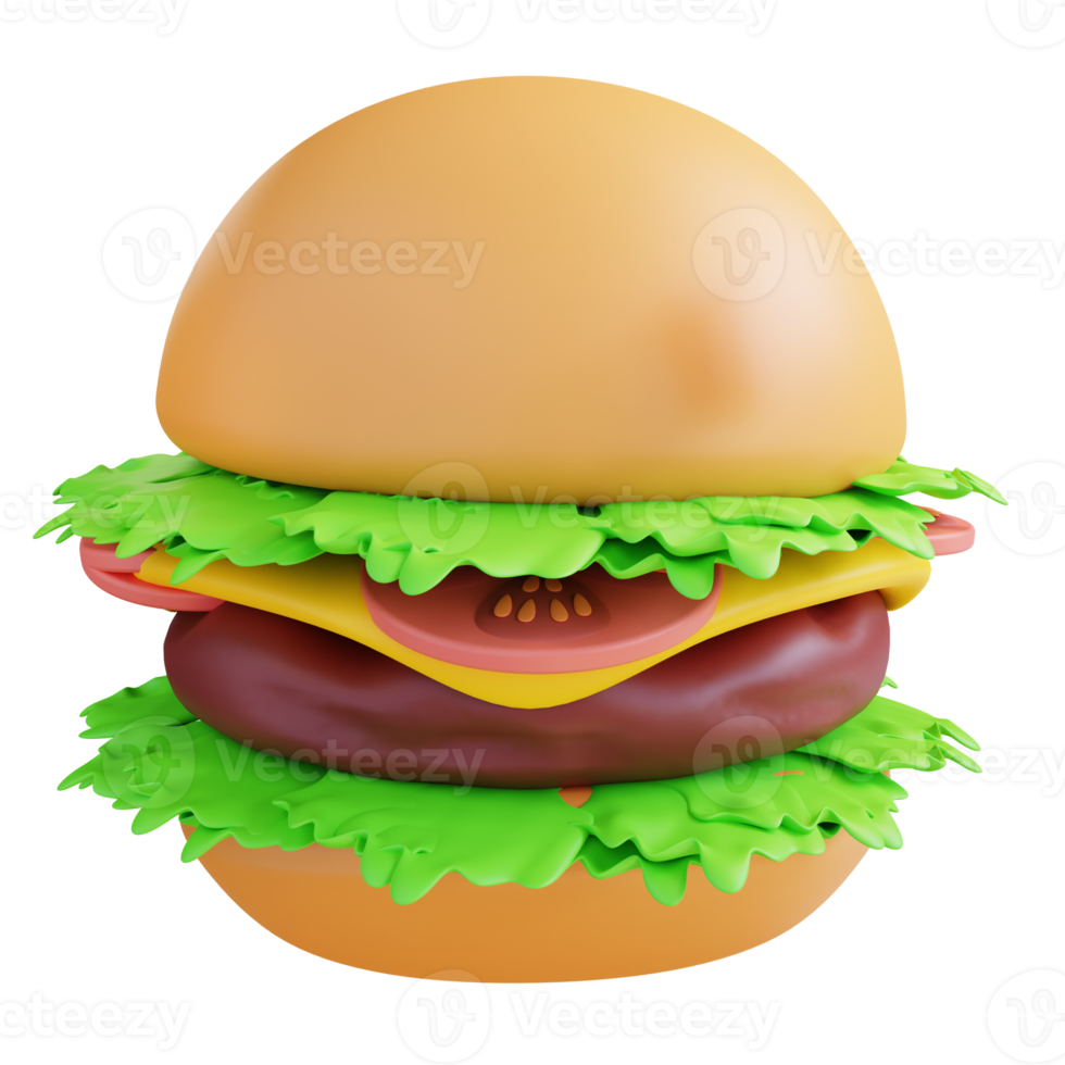 3D illustration cheese burger png