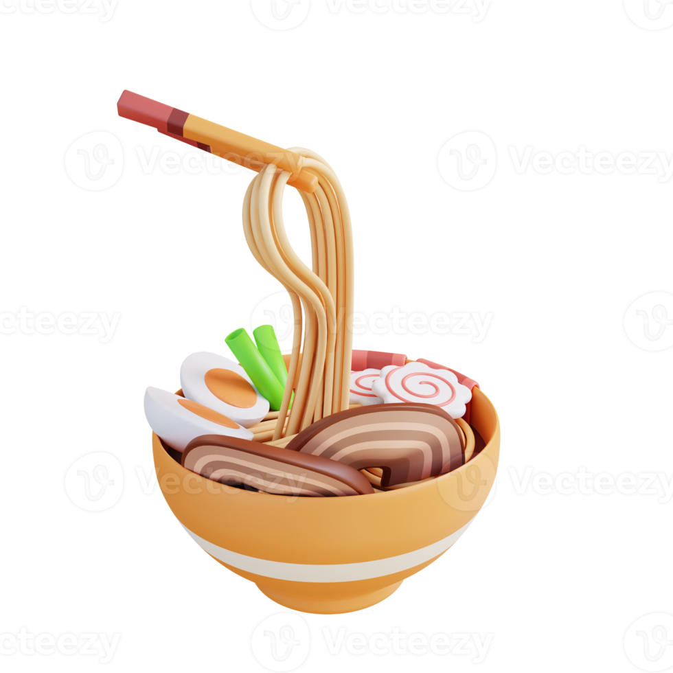 3D illustration ramen soup png