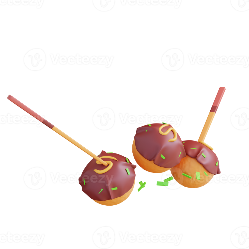 3D illustration japanese takoyaki food png