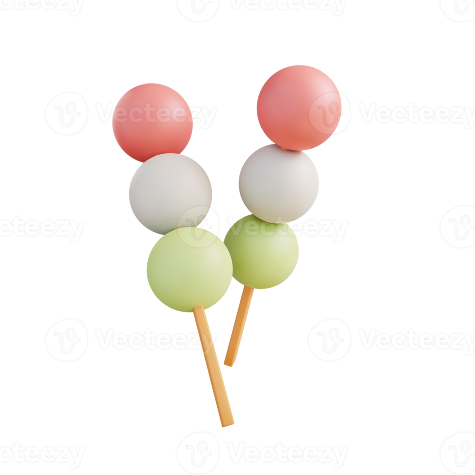 illustration 3d mochi dango png