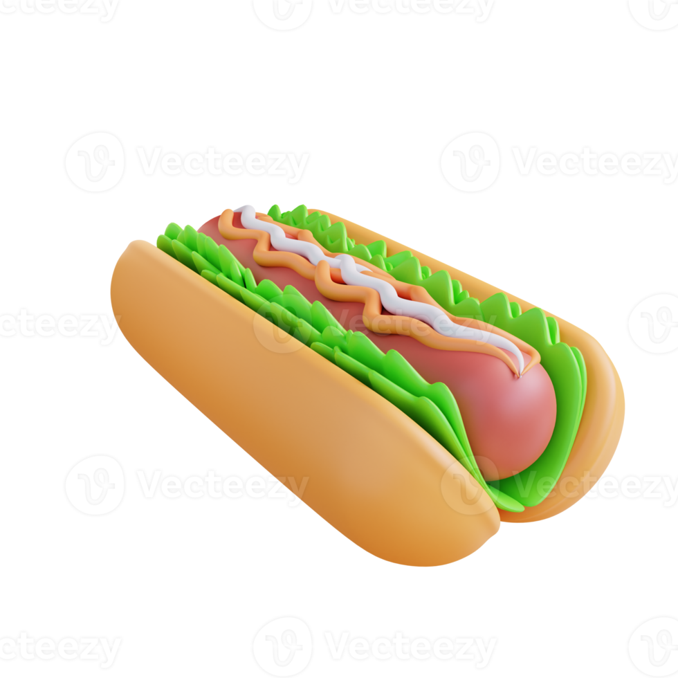 3d, illustration, de, hot-dog png