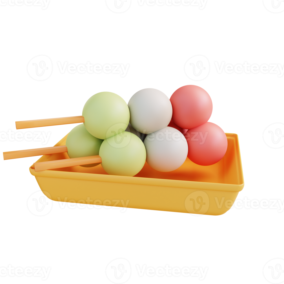 3D illustration mochi dango png
