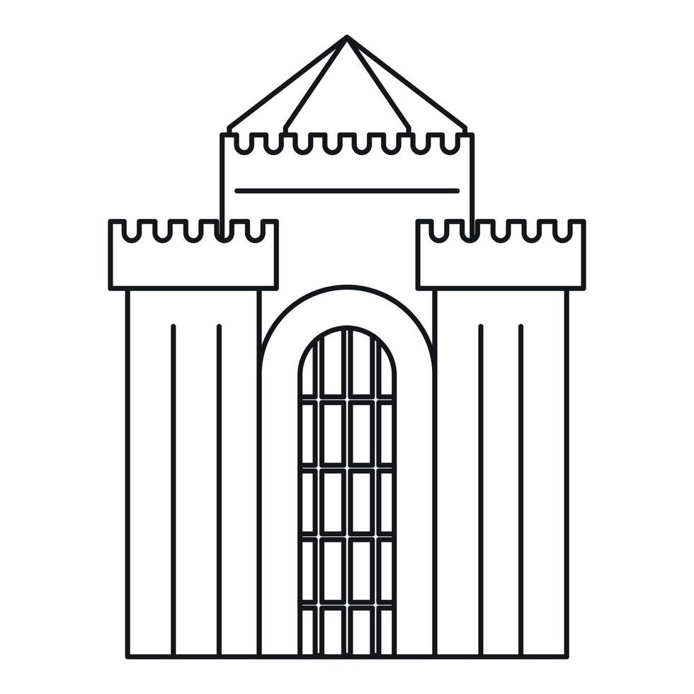 Fortress with gate icon, outline style vector
