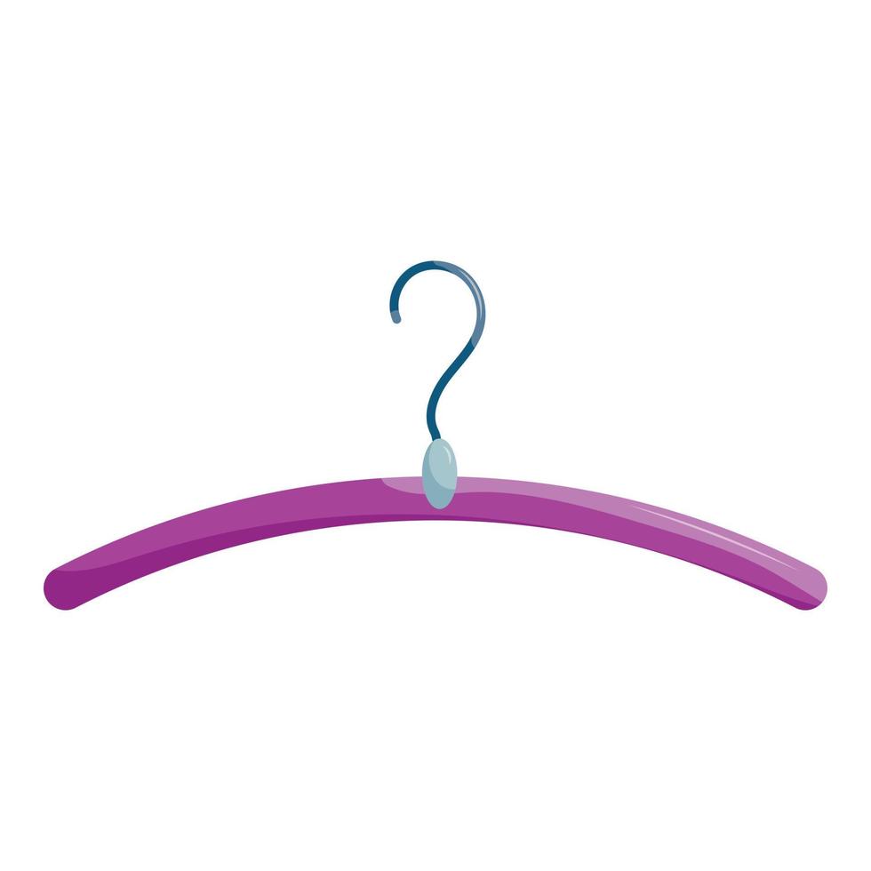 Purple coat hanger icon, cartoon style vector