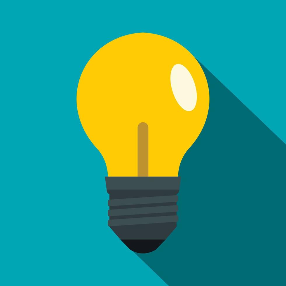 Yellow light bulb icon, flat style vector