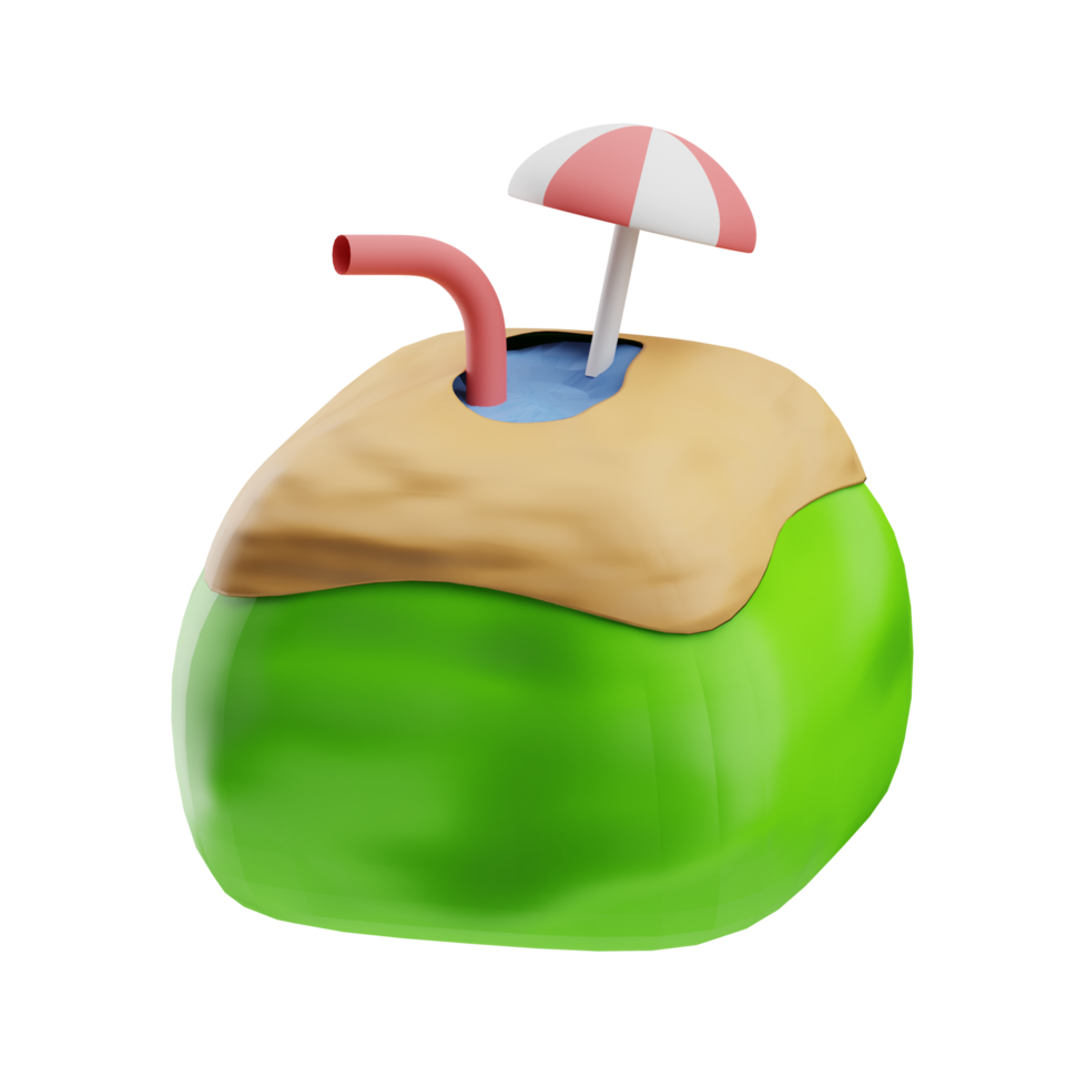 coconut drink illustration 3d png