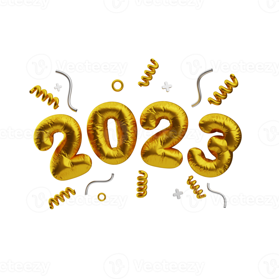 feliz año nuevo 2023 ilustración 3d png