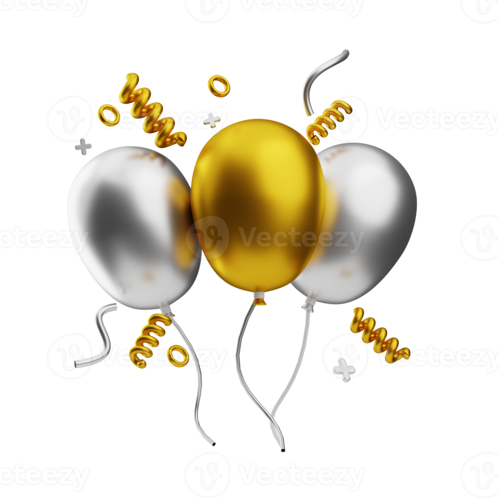 new year balloon illustration 3d png