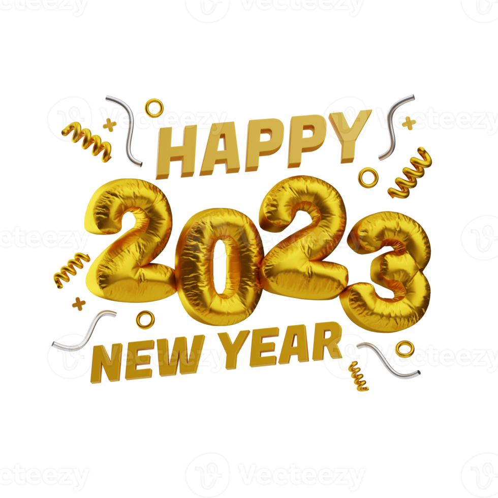 happy new year 2023 illustration 3d png