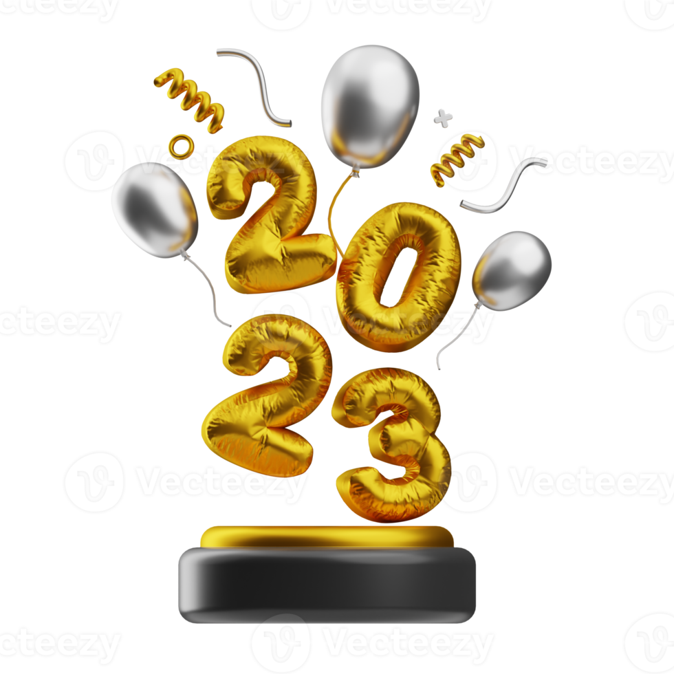 happy new year 2023 illustration 3d png