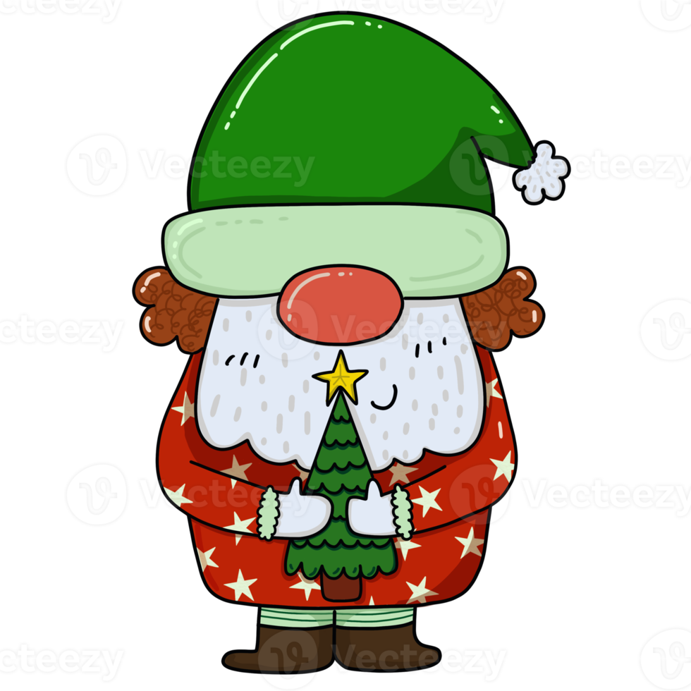 Gnome and Xmas tree png