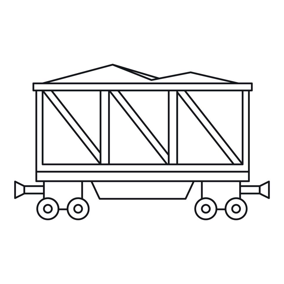 Loaded railway wagon icon, outline style vector