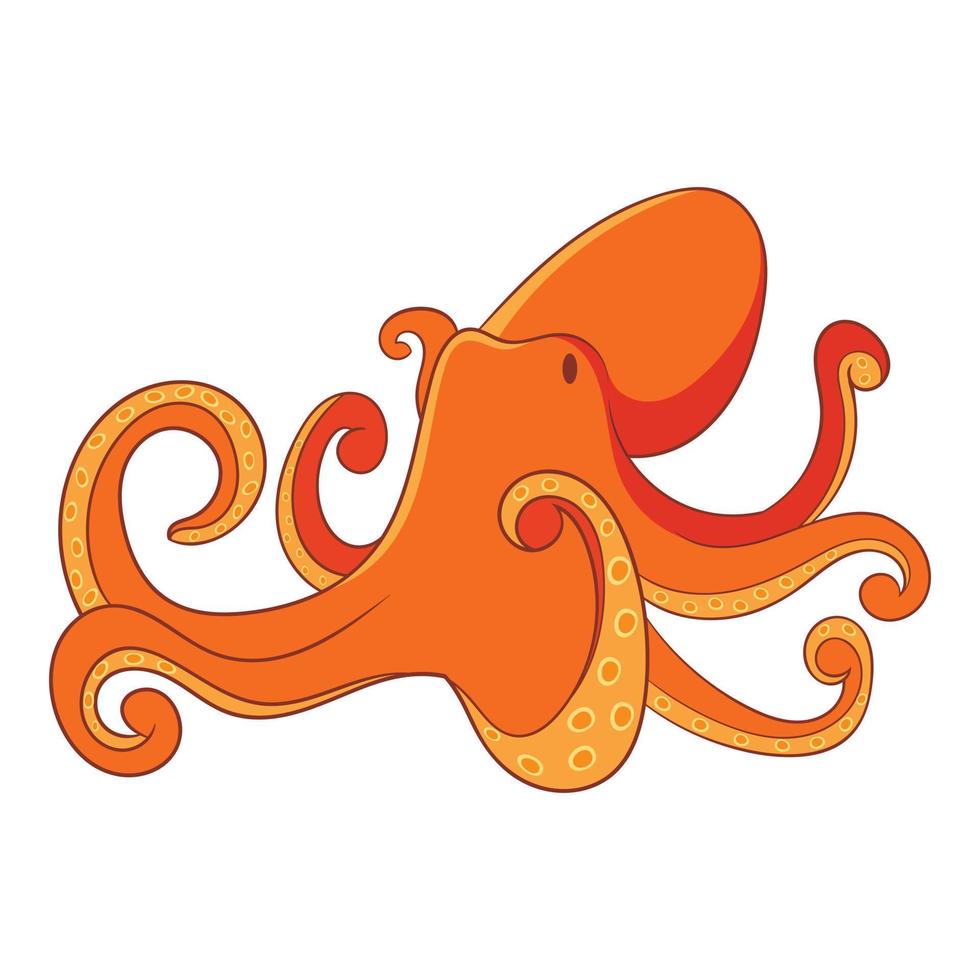 Octopus icon, cartoon style vector