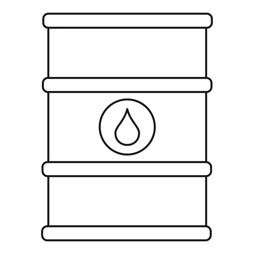 Oil barrel with label icon, outline style vector