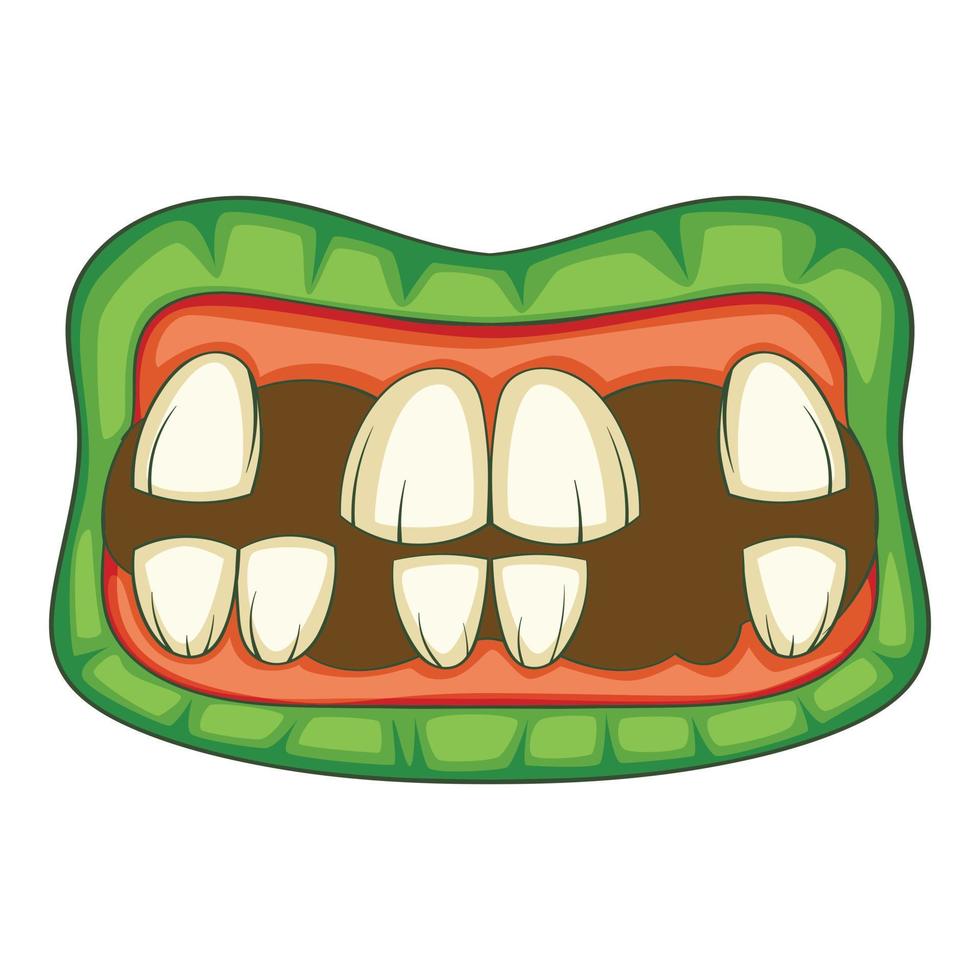 icono de dientes de zombi, estilo de dibujos animados vector