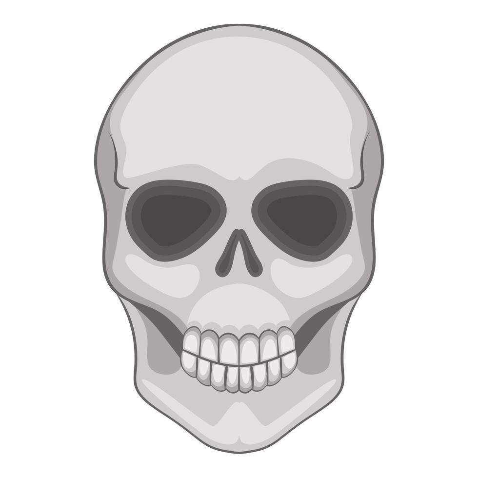 Skull icon, cartoon style vector