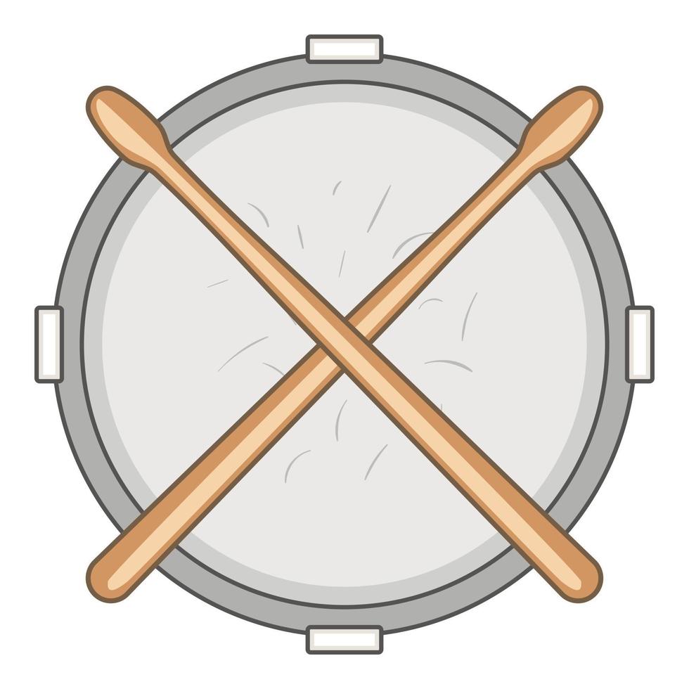 Drum and drumsticks icon, cartoon style vector