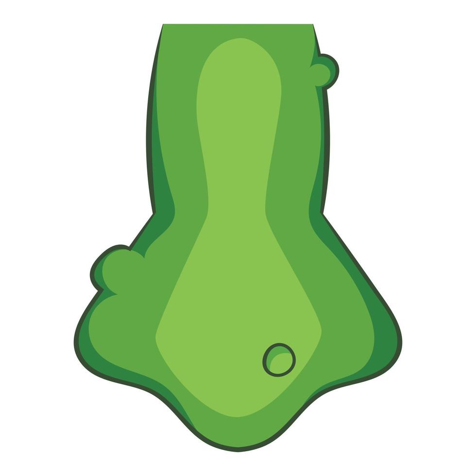 Green zombie nose icon, cartoon style vector