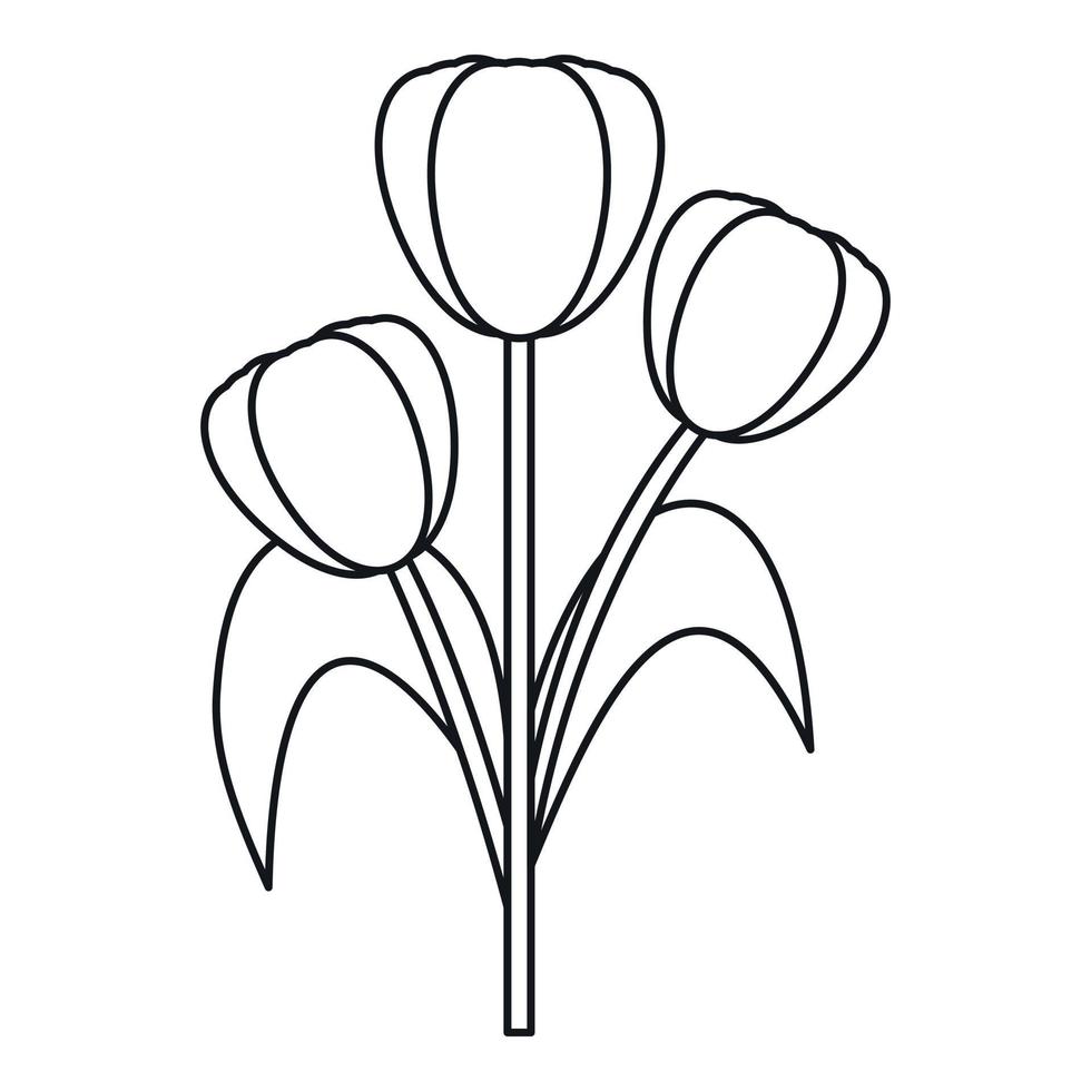Three tulips icon, outline style vector