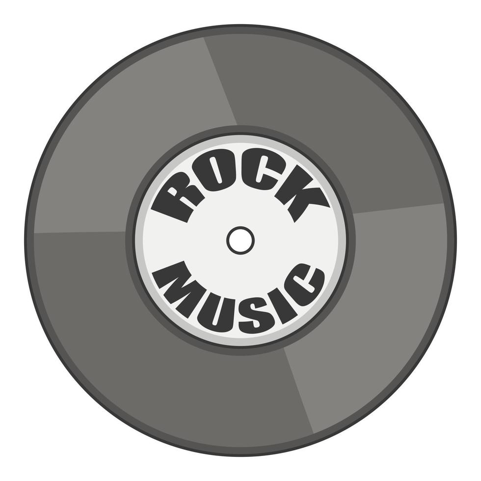 Rock music vinyl record icon, cartoon style vector