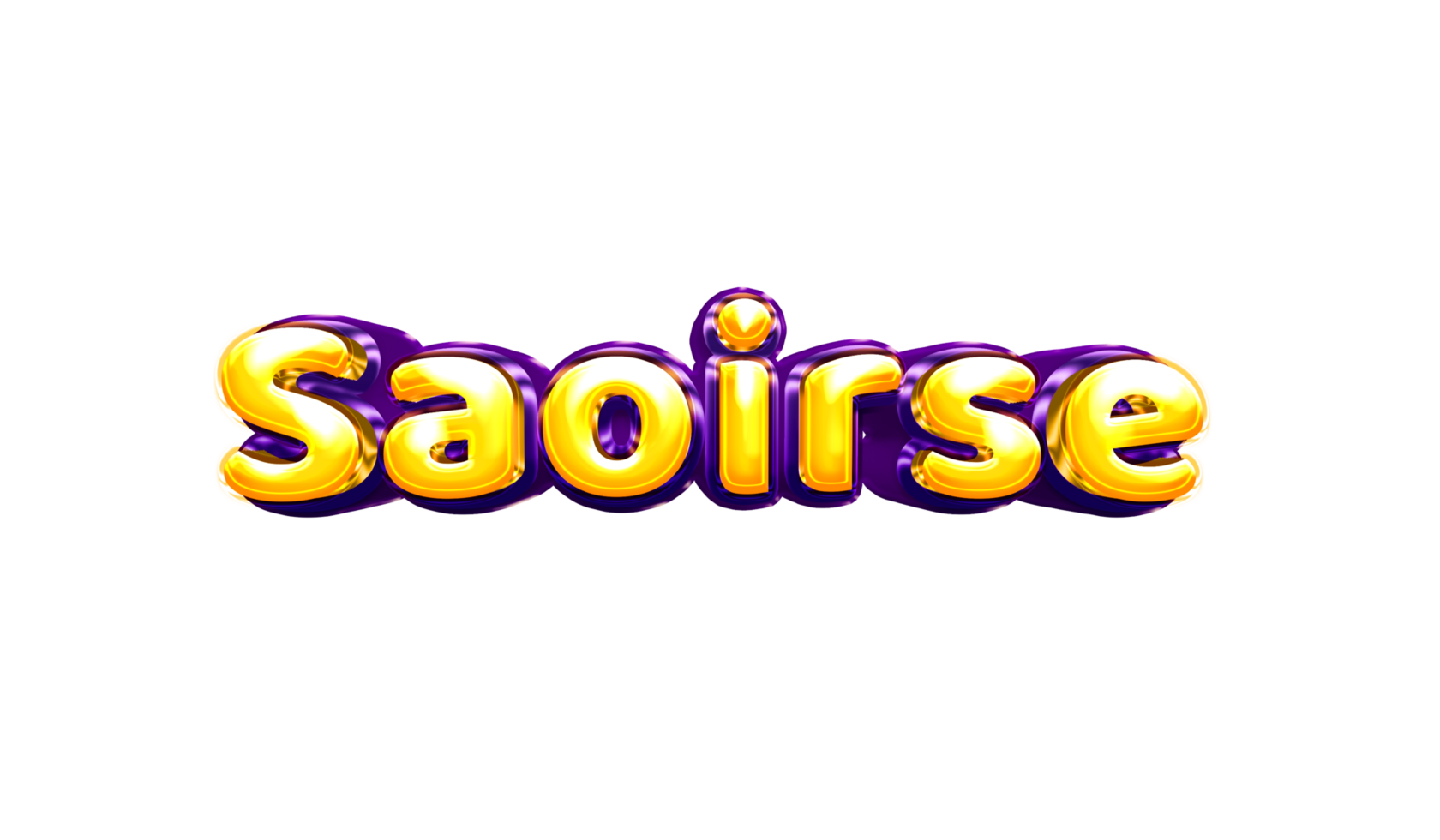 girls name sticker colorful party balloon birthday helium air shiny yellow purple cutout Saoirse png